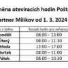 Změna hodin pro veřejnost Pošta Partner Milíkov