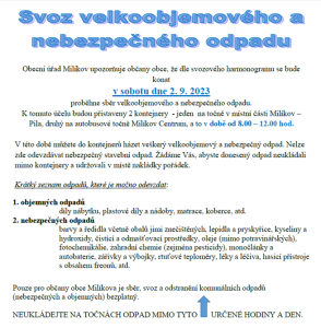 Svoz velkoobjemového a nebezpečného odpadu