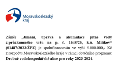 „Jímání, úprava a akumulace pitné vody z průzkumného vrtu na p. č. 1648/26, k.ú. Milíkov“